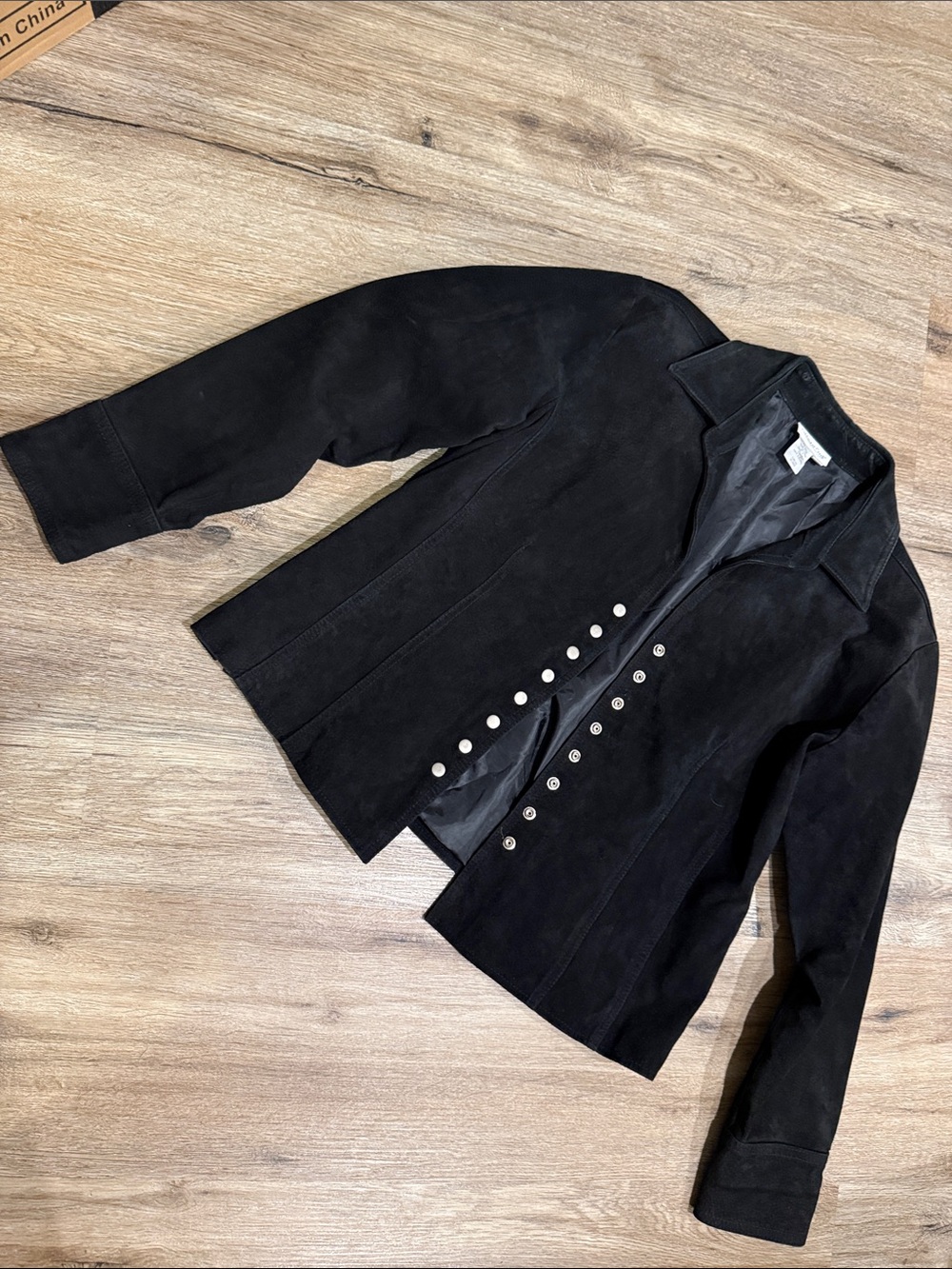 Coldwater Creek Black Suede Snap-Front Jacket